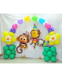 Flower Balloon Arch with monkeys